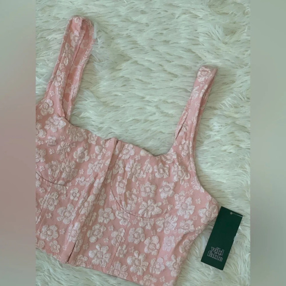 Nwt Wild Fable Brocade Corset, vintage inspired, pink, M - Picture 2 of 16